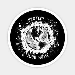 Protect Your Home - Planet Earth white Magnet